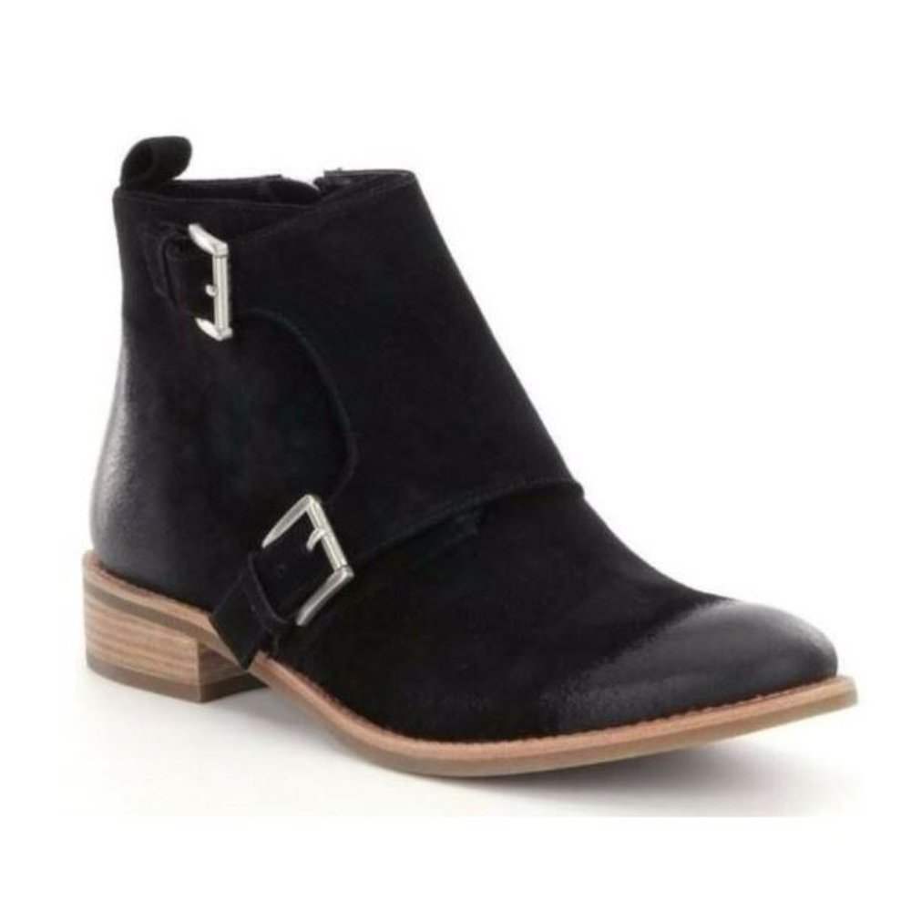 Michael Kors Adams Monk Strap Black Suede Bootie Size 7.5
